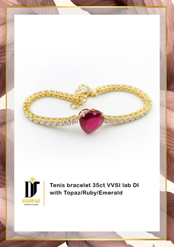 RUBY HEART TENNIS BRACELET