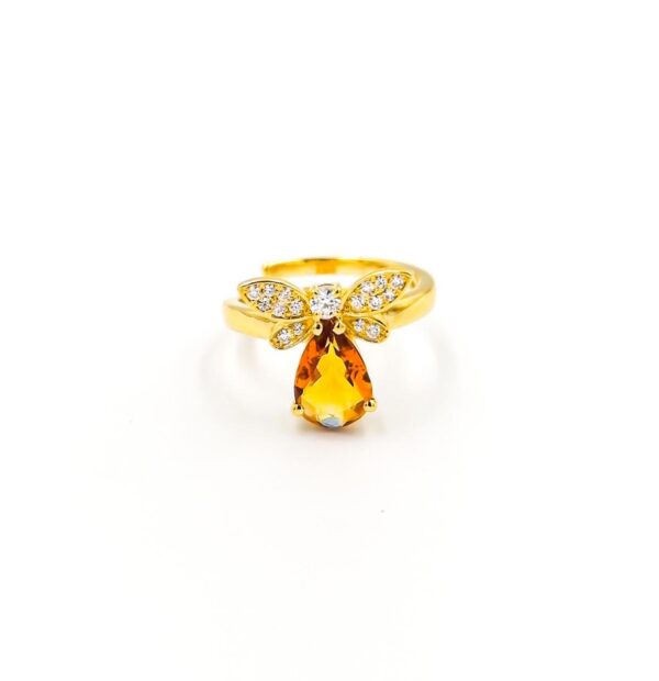 Citrine Pear Bee Ring