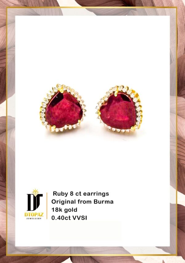 Heart Ruby Topaz Earrings