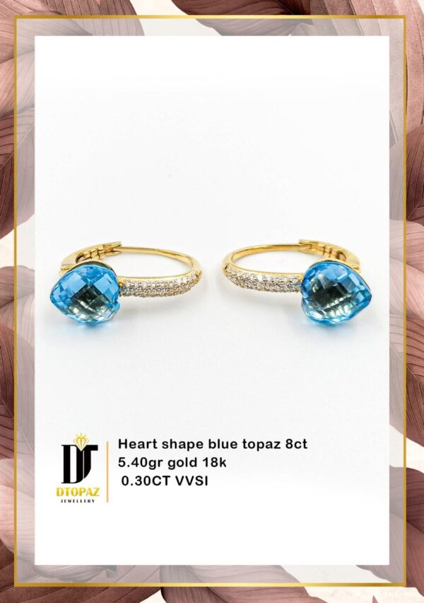 Heart Topaz Hoop Earings